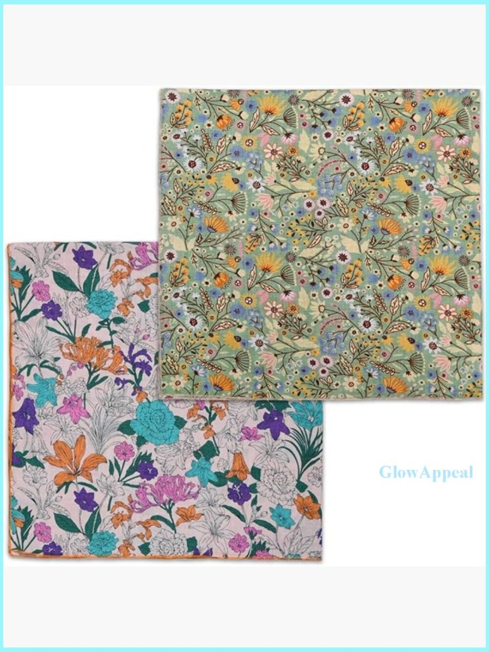2 Pack Soft Cotton-Viscose Bandanas 21.6x21.6 Inch Unisex Head Scarf